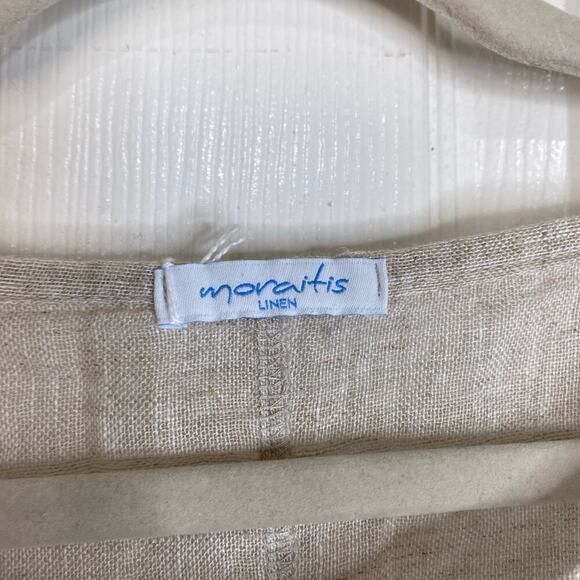 MORAITIS Linen Beige Tunic Tan Size Large Shift Boho Natural - Picture 4 of 8